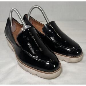 Vionic Kensley Loafers Womens Size 7W Black Patent Leather Slip On Comfort Shoes